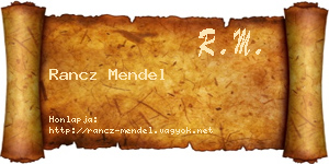Rancz Mendel névjegykártya